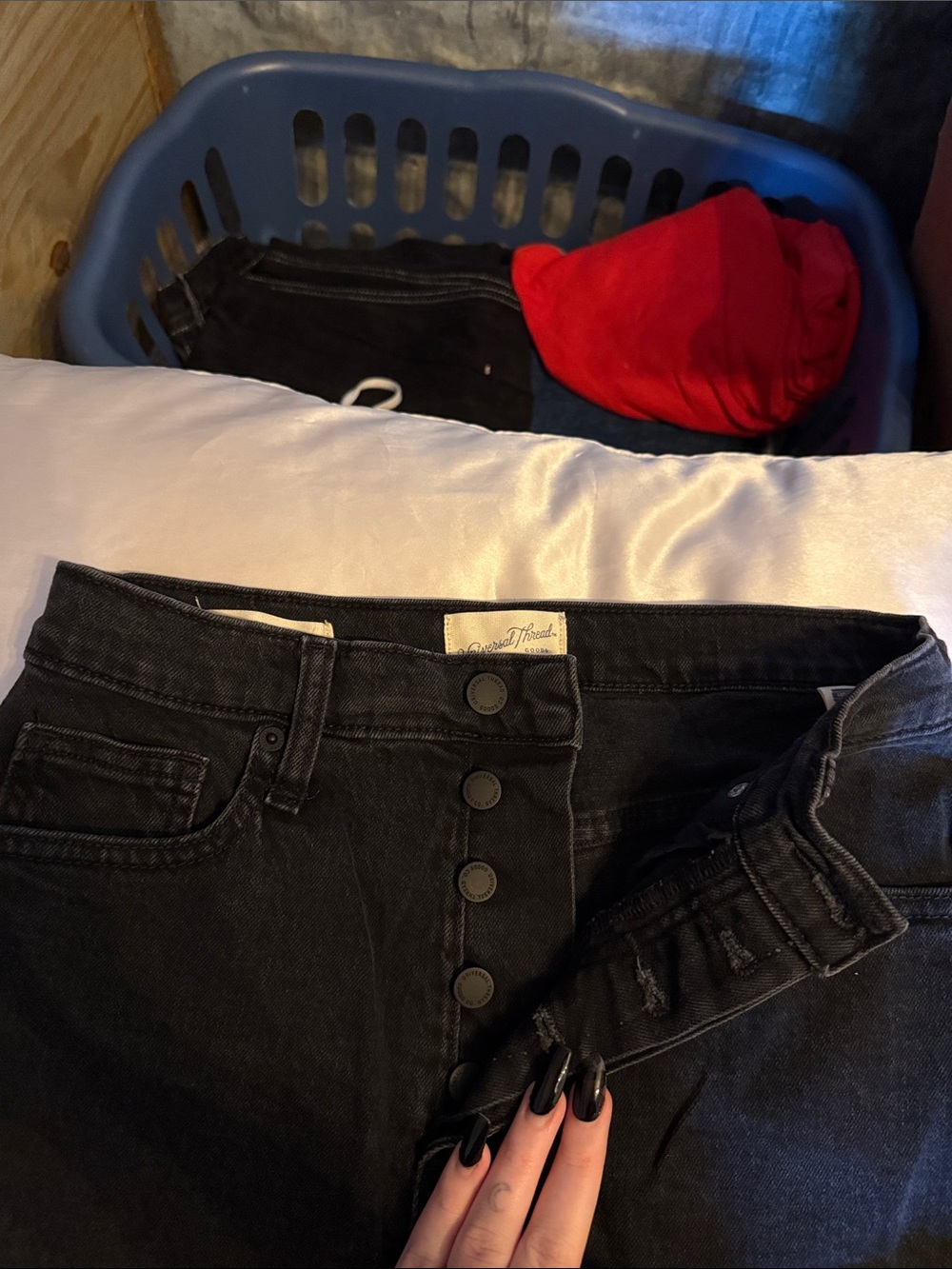 Universal Thread Black Straight Leg Jeans with Button Fly